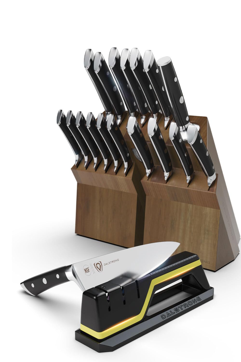 DALSTRONG Gladiator Series Colossal Knife Block with Sharpener - 18 German HC Steel Blades Set - NSF Certificate