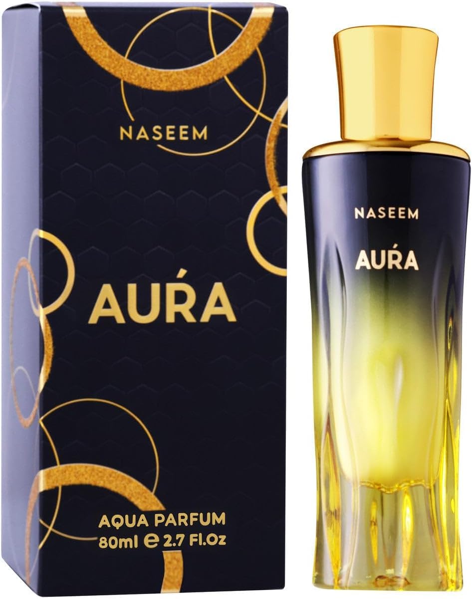 Naseem Aura Alcohol-Free Water Perfume 80ml - Passionate Lemon and Bergamot | Tenacious Orris Heart | Sandalwood and Ambroxan Base | Greatness in a