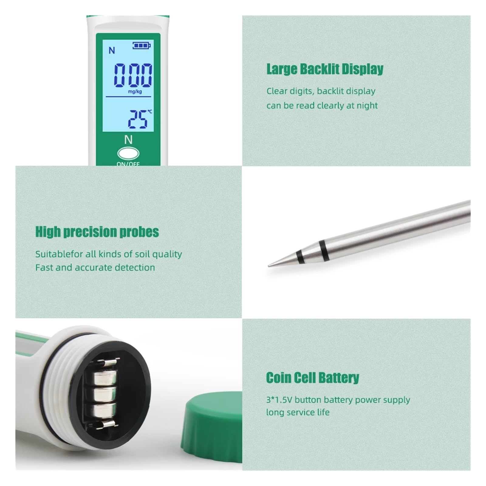 Kit for l'analisi del Terreno, misuratore NPK, rapido di azoto/fosforo/potassio, analizzatore nutrienti for Piante in Crescita, Risposta Veloce(YG-07)