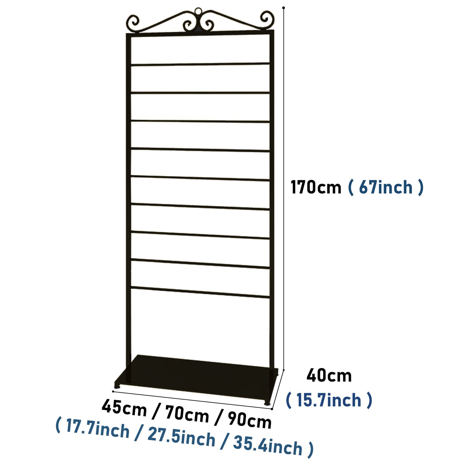 Białe/złote/czarne szaliki organizer półka wolnostojący stojak na papier do pakowania prezentów, komercyjny 170 cm wysoki uchwyt na ręczniki, żelazny stojak na paski krawaty (kolor: czarny, rozmiar