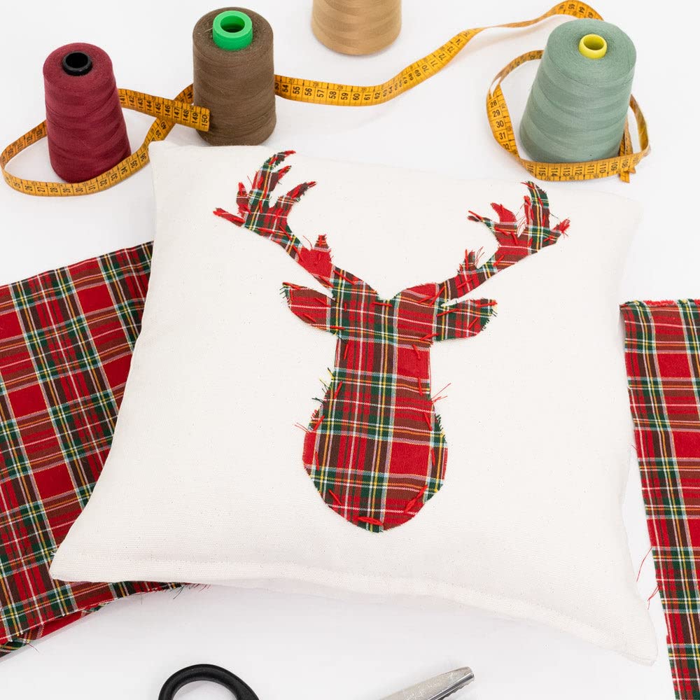 Cuscino Natalizio Renna di Babbo Natale Arredo Divano Letto - Federa Cuscino Natalizio Tartan Decorazione di Natale Home Decor, 40x40 cm