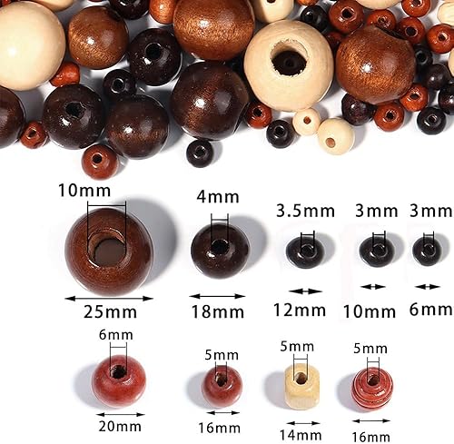 Miniatura 9 de 1000 cuentas de madera impresas surtidas de cuentas africanas, cuentas de madera sueltas de macramé, cuentas de madera natural para joyas, pulseras,