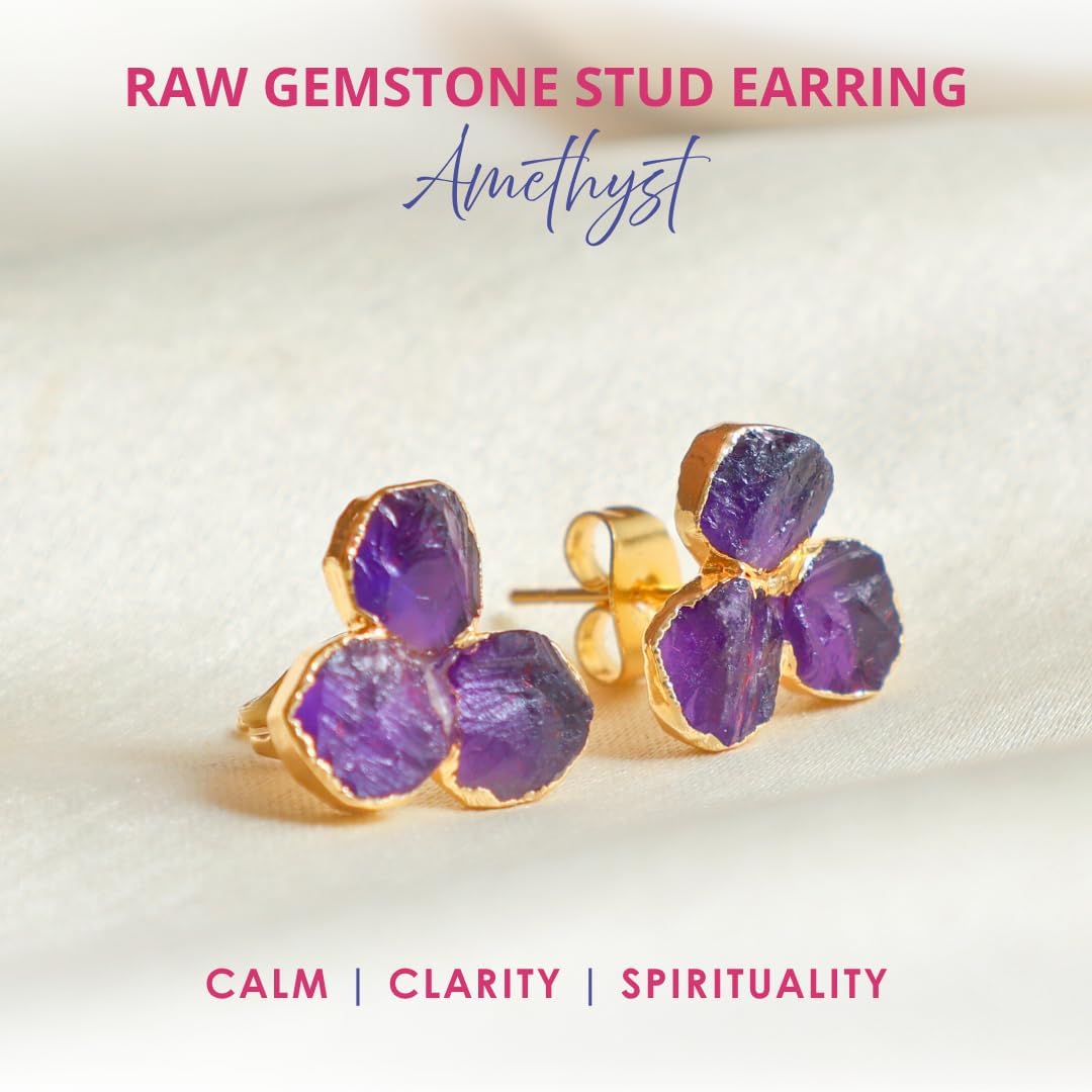 Gempires Genuine Gemstone Stud Earrings for Women | Amethyst Peridot Ruby Black Tourmaline | 14k Gold Plated Hypoallergenic Bezel Set Minimal Studs | Handmade Everyday Elegant Jewelry Gift - Image 3