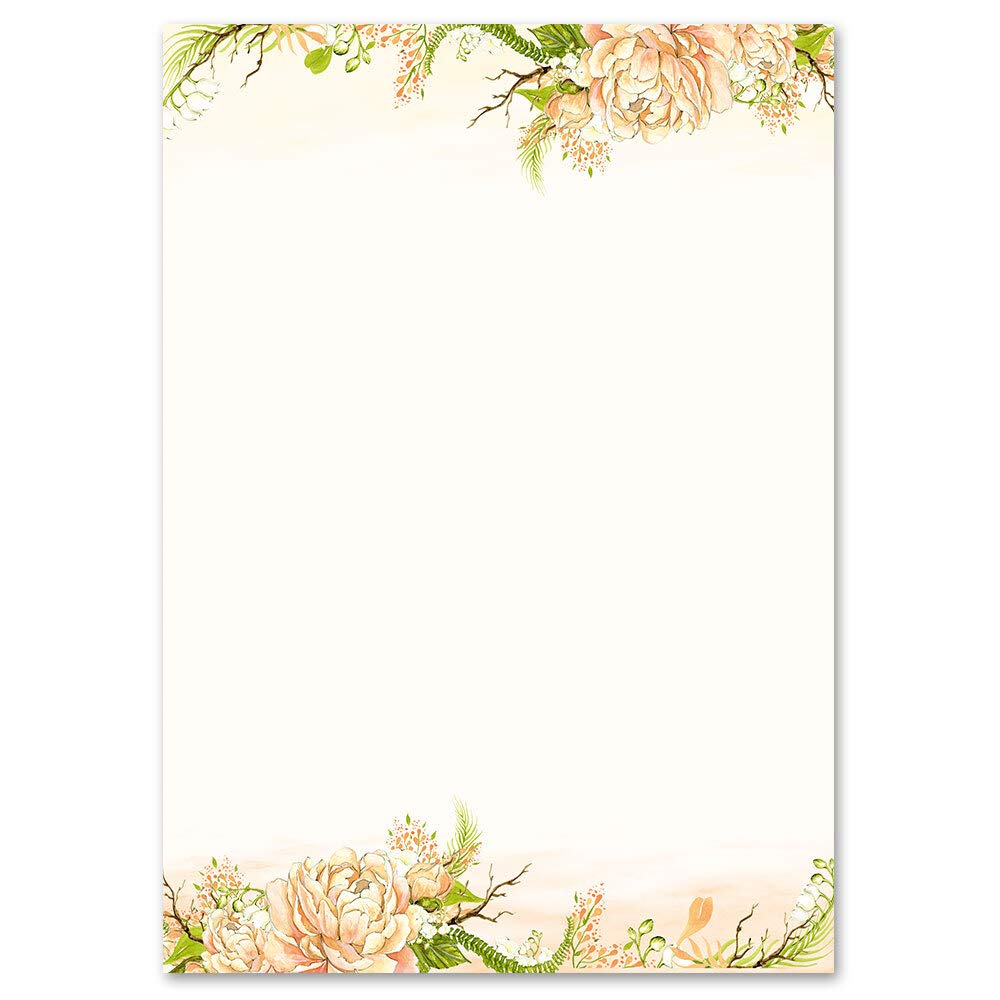 Motif Letter Paper! Flowers & Petals Rose Motif Peonies 250 Sheets DIN A4 - Paper-Media