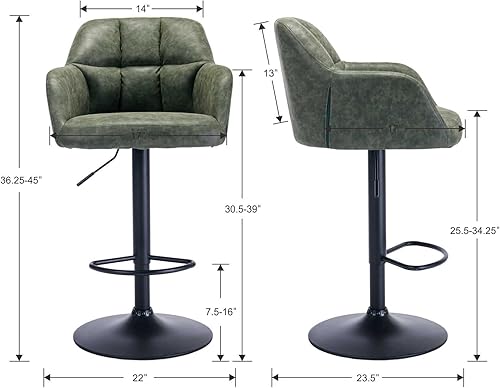 Miniatura 2 de Juego de 2 taburetes de bar con altura de mostrador, taburetes de bar giratorios con respaldo, sillas tapizadas de piel sintética, taburetes
