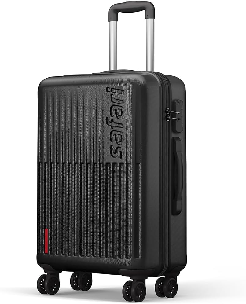 SafariAstra 8 Wheels 66 Cms Medium Check-in Trolley Bag Hard Case Polycarbonate 360 Degree Wheeling System Luggage, Trolley Bags for Travel, Suitcase for Travel, Black, Black, M, Luggage