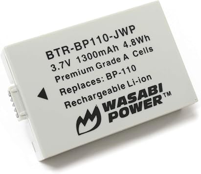 Wasabi Power Battery for Canon BP-110 Fully Decoded and Legria HF R26, Legria HF R28, Legria HF R206, Vixia HF R20, Vixia HF R21, Vixia HF R200