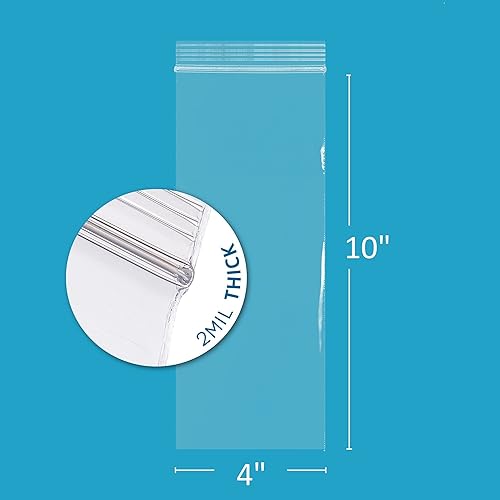 Miniatura 2 de GPI - Funda de 100 unidades, 4 x 10 pulgadas de largo, bolsas de plástico transparente con cierre de cremallera para embalaje y envío de incienso,