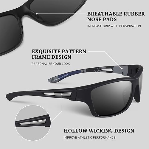 Miniatura 10 de WEAROYO Gafas de sol deportivas polarizadas para hombres y mujeres, gafas rectangulares de conducción de pesca, protección UV400