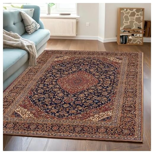 ishro home Engineered Chenille Premium Carpet for Hall, Bedroom, Living Room|Medallion Collectible Carpets|Anti Skid|Machine-Washable|Non-Shedding|Non- Fading|(4x6 Fts, Herati, Rectangular)