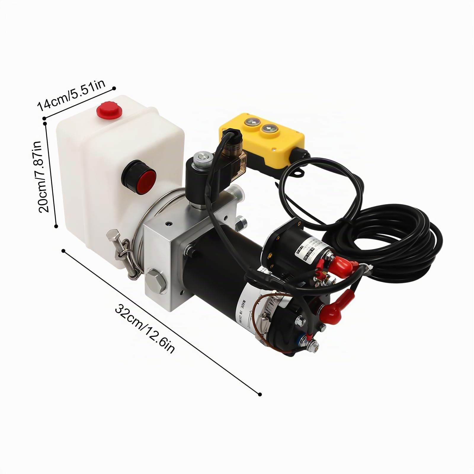 Pompe Hydraulique 12V, Groupe Hydraulique 800W Simple Effet, Unité Puissance Électrique avec Télécommande 4,5m pour Remorque Benne Basculante, Moteur Cuivre 2850tr/min, 18Mpa, 1.5L