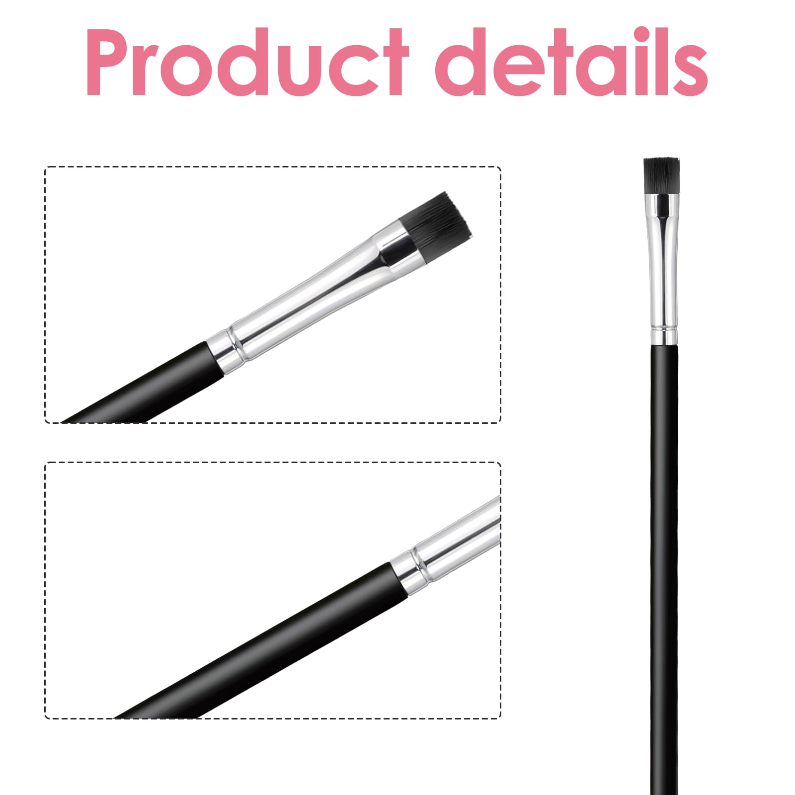 6 pennelli sottili e piatti per eyeliner, pennello preciso per definire le sopracciglia, pennello piatto per sopracciglia, correttore, setole sintetiche rigide, sottili, per definire il trucco delle