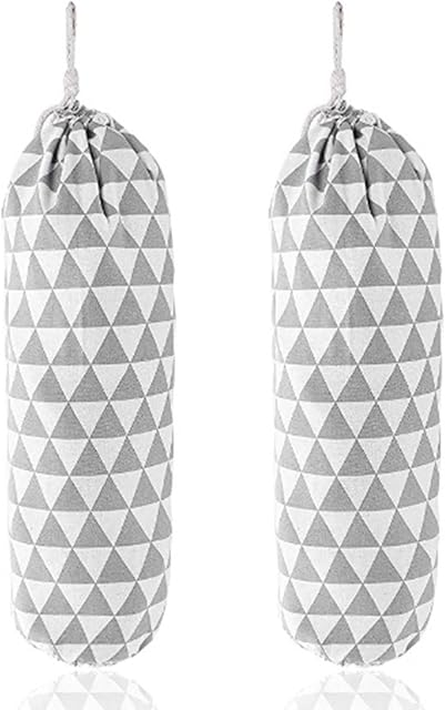 VIKSAUN 2 Pieces Plastic Bag Holder Carrier Garbage Bag Organizer Dispenser Hanging Storage Bag Foldable Washable Grocery Bag for Home Office Kitchen Travelling Supplies (2 pcs)