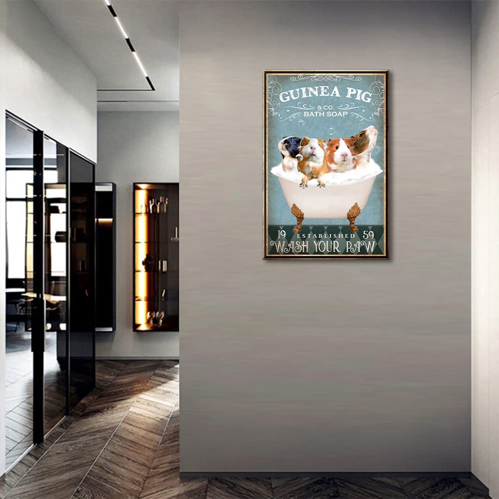 Pig Poster Canvas Wall Art Guinea Pig Lovers Gifts Guinea Pig Canvas Wall Art Print for Living Room Bedroom Bathroom Room Office Wall Decor Stretched and Framed Ready to Hang - Image 2