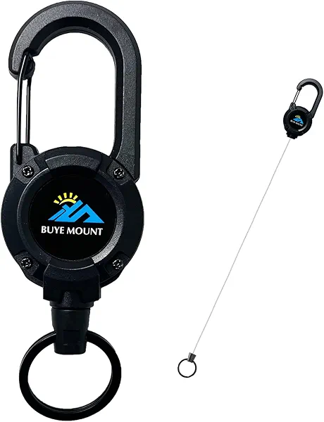 Yojaro Retractable Keychain Heavy Duty, Multitool Carabiner Badge Holder, Retractable Keychain Clip Id Holder, Upgraded 58cm Stainless Steel Cord, Suitable for Men and Women Black
