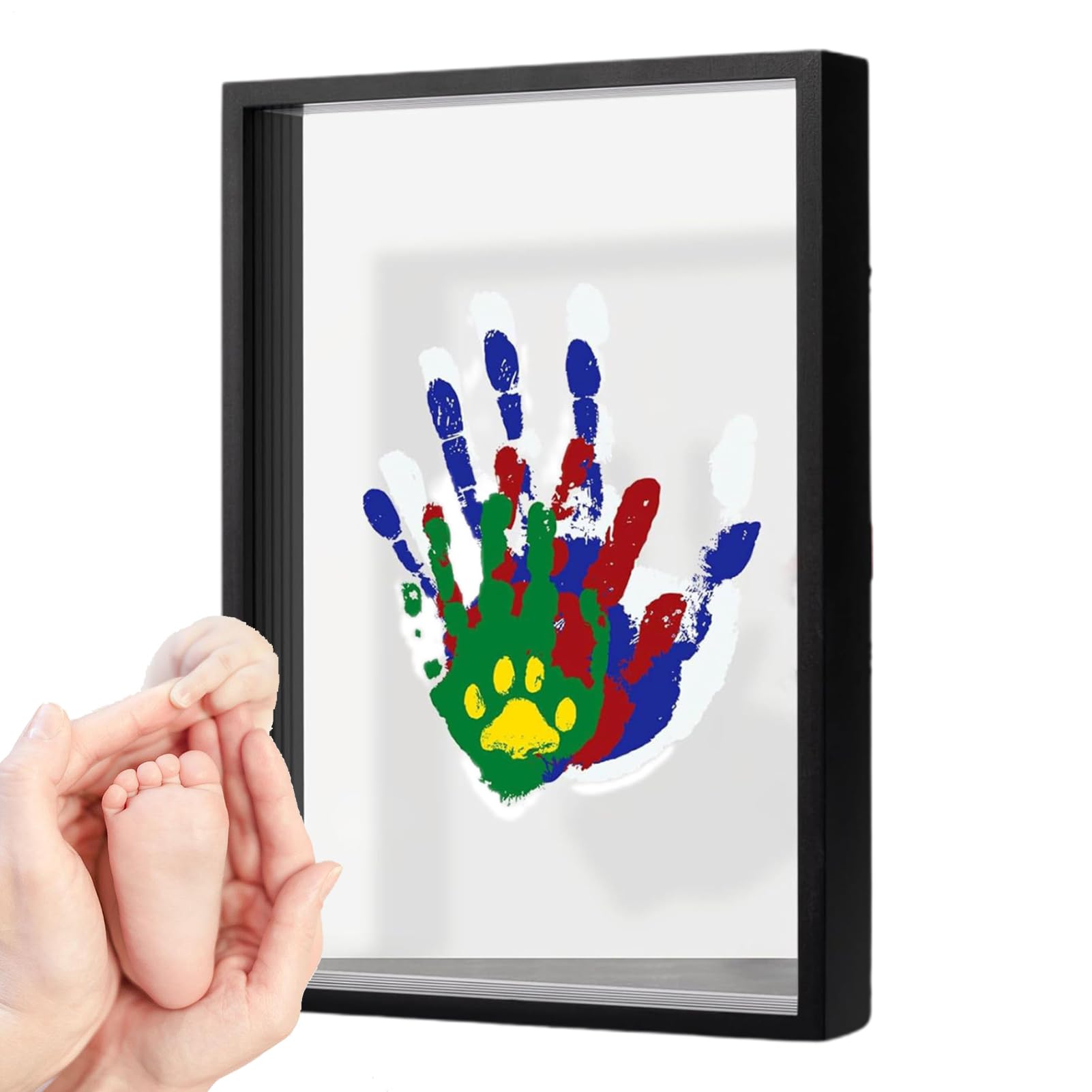 Family Handprint Kit - Transparent Family Handprint Frame,Transparent Photo Frame Hangable Home Desk Ornament for Baby Shower Nursery