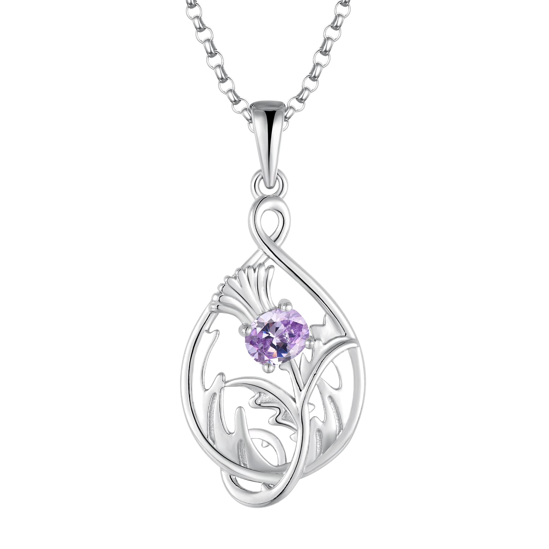 JO WISDOM Damen Halskette Schottische Distel Silber 925,Kette Anhänger Schottland Blume Outlander Schmuck,Schmuck für Frauen