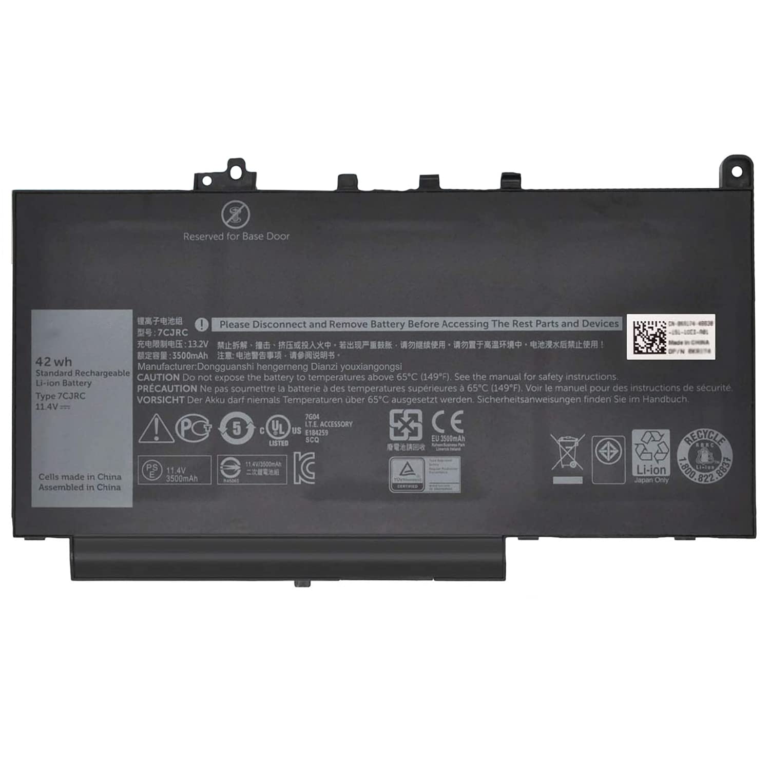7CJRC KNM09 0KNM09 21X15 021X15 TX283 0TX283 451-BBWR V6VMN Laptop Battery Replacement for Dell Lati