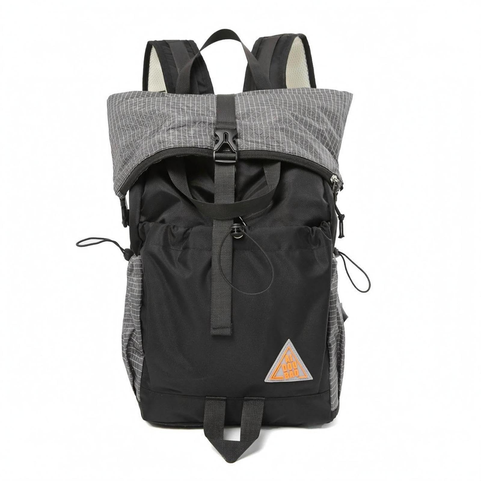 Flap Top Backpack Buckle Closure Outdoor Backpack Padded Straps Hiking Daypack for Camping Black-image-48