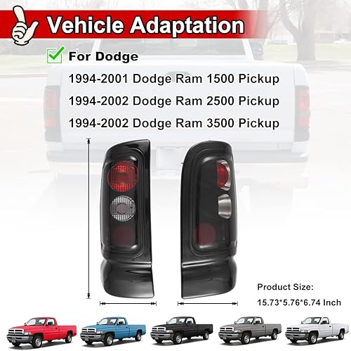 Miniatura 4 de Nixon Offroad Luces traseras para Dodge Ram 1500 2500 3500 Pickup 1994-2002, luces traseras LED, luces traseras de automóvil, reemplazo de montaje