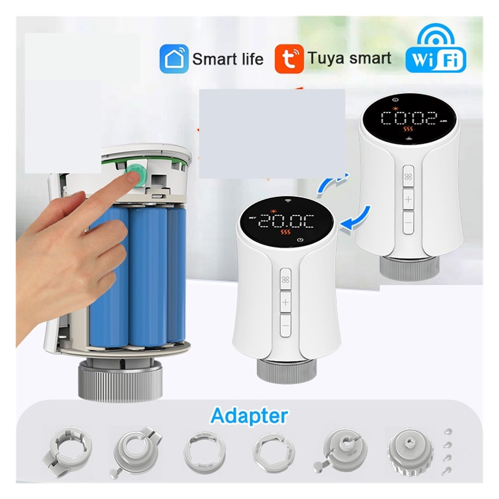 Valvola Termostatica Wi-Fi, Intelligente For Radiatore, Vita Risparmia Sui Costi Di Riscaldamento Energetico(TRV706W 6PCS)