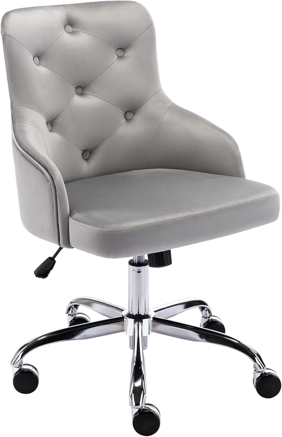 Five stars Furniture Home Office Chair,Tufted Velvet Button Computer Desk Chair Adjustable Height Swivel Task Chair (Grey)