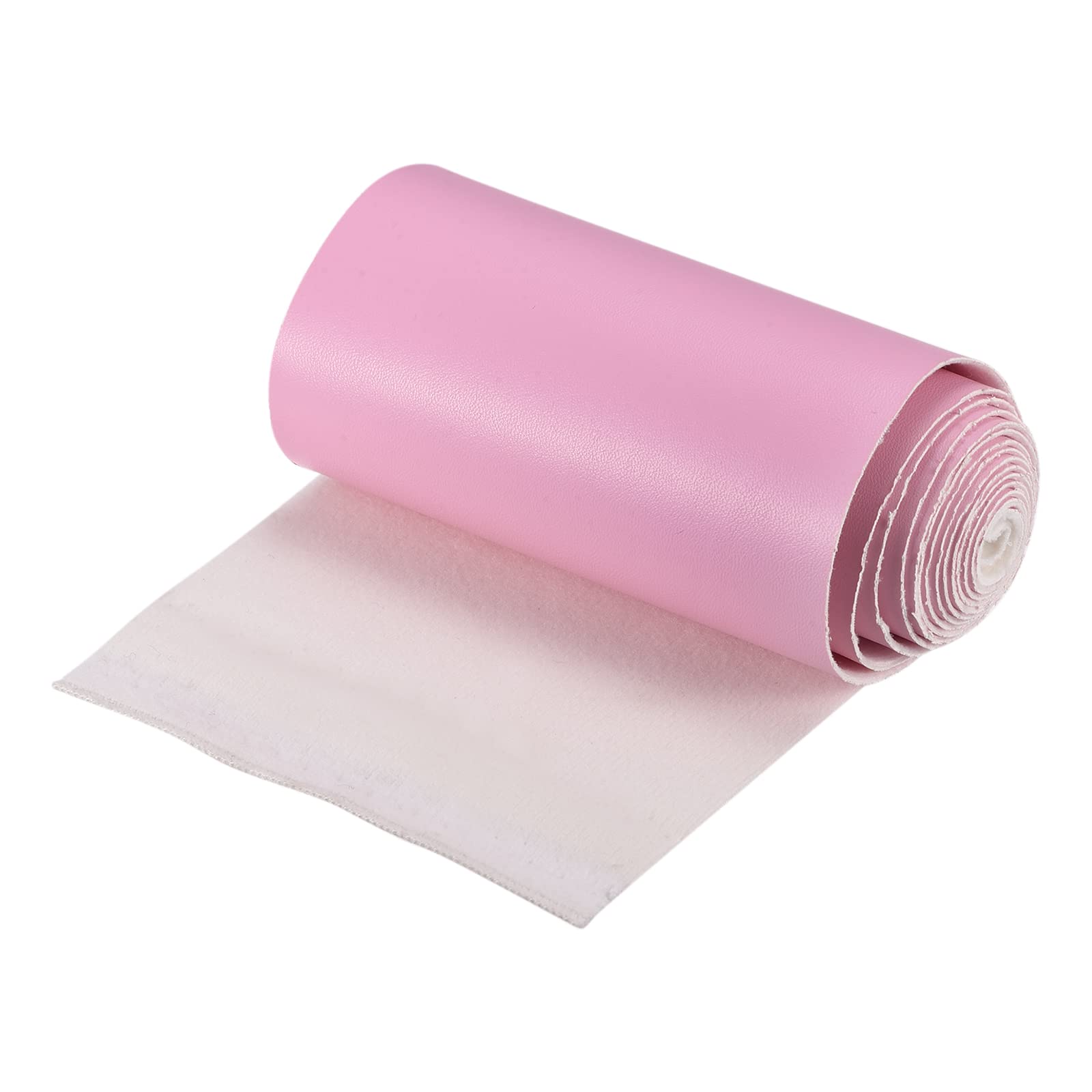 sourcing map Smooth Solid Color Faux Leather Sheets with Cotton Woven Back, PU Leather for DIY, Making Crafts, Sewing, 10 x 135cm Deep Pink