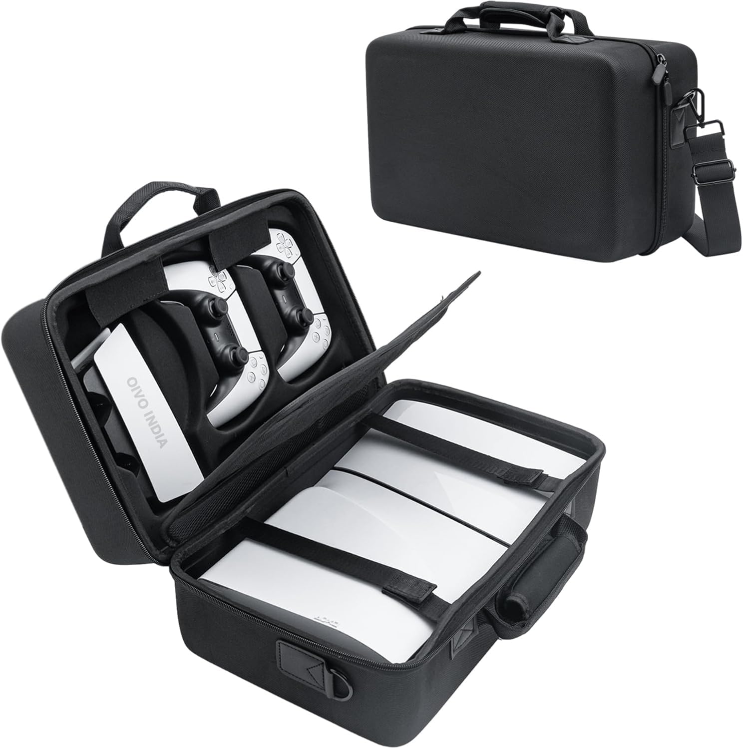 OIVO INDIA Carrying Case for PS5 Slim Console, Hard Shell Protective Case Travel Bag Compatible for PlayStation 5 Slim Console Disc/Digital Edition - Black-image-13