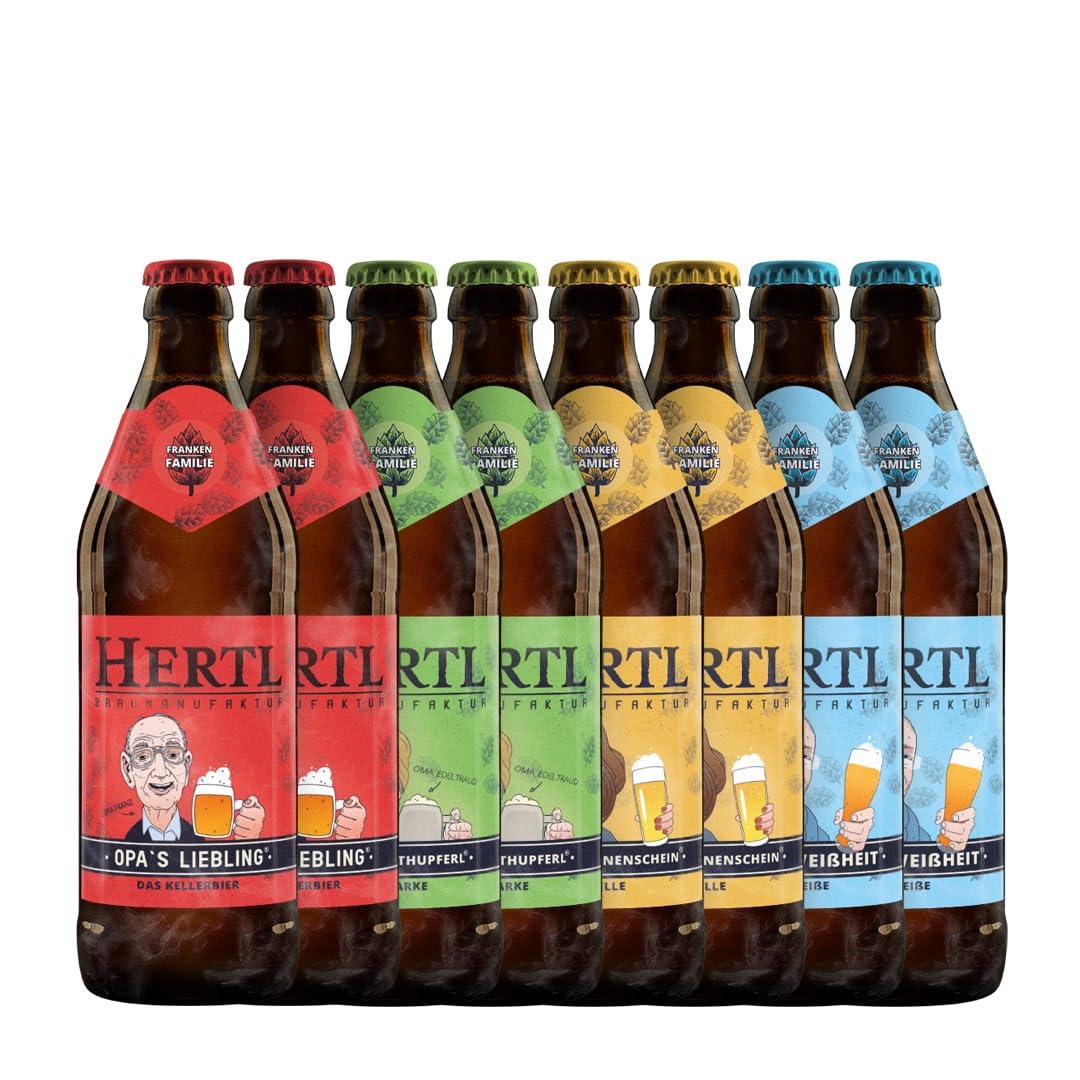 Familienausflug von Hertl | Vielfalt fränkischer Biere | Ideal zum Probieren | 8 x 0,5L Flaschen