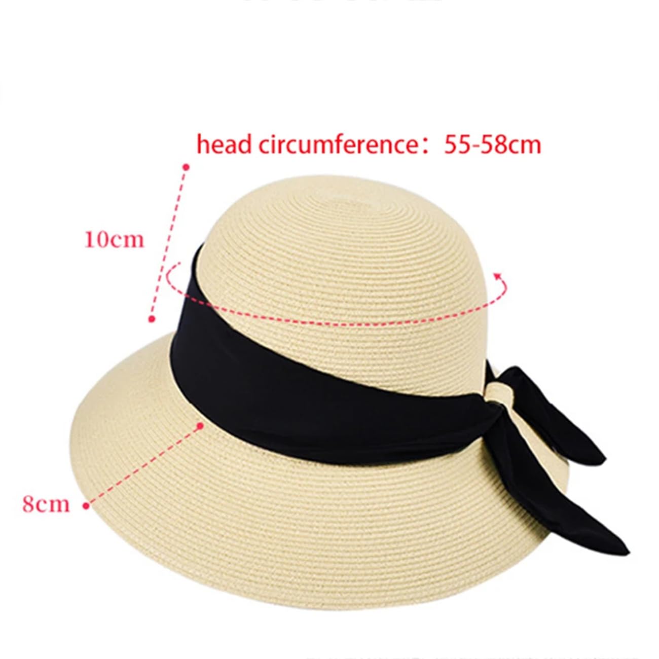 Cappello di paglia francese da donna, estivo, alla moda, da pescatore, da spiaggia, parasole pieghevole