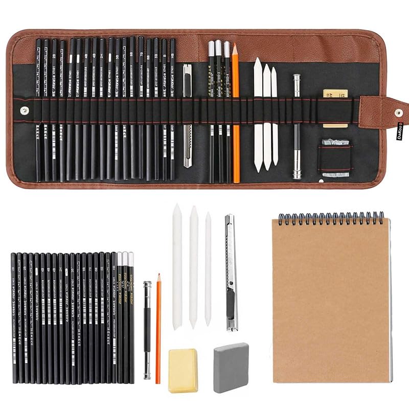 Image of DaKos Sketch Pencil Set - Drawing Pencil Set and Shading Pencil Set for Artists, with A5 Drawing Sketch Book, Perfect Sketching Kit of Charcol Pencil and Shading Art (31 Pieces)
