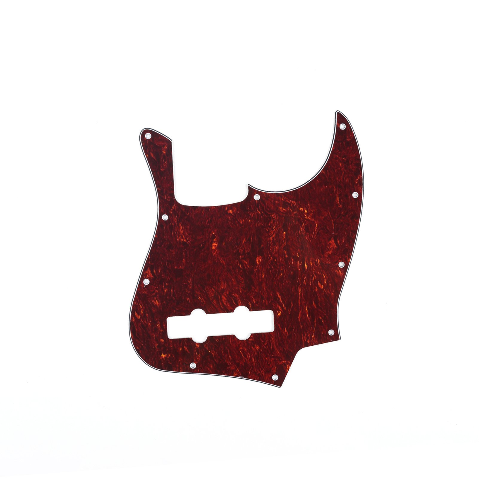Musiclily10 Hole J Bass Pickguard for Fender American/Mexican Made Standard Jazz Bass, 4Ply Red Tortoise