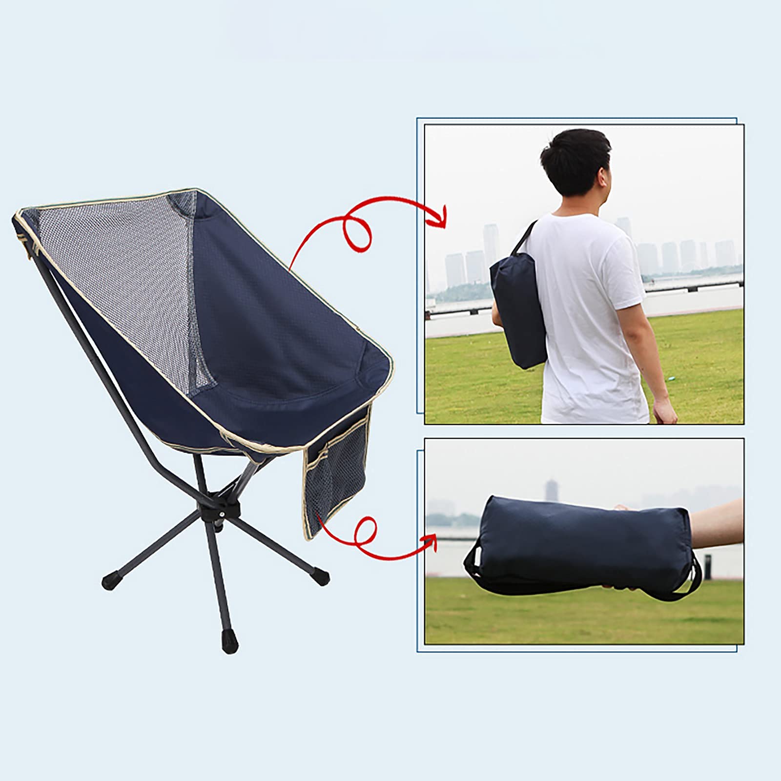 Sedia Da Campeggio Ultraleggera Pieghevole, In Alluminio E Poliestere, Porta Fino A 3,8 Kg, Compatta - Foto 2