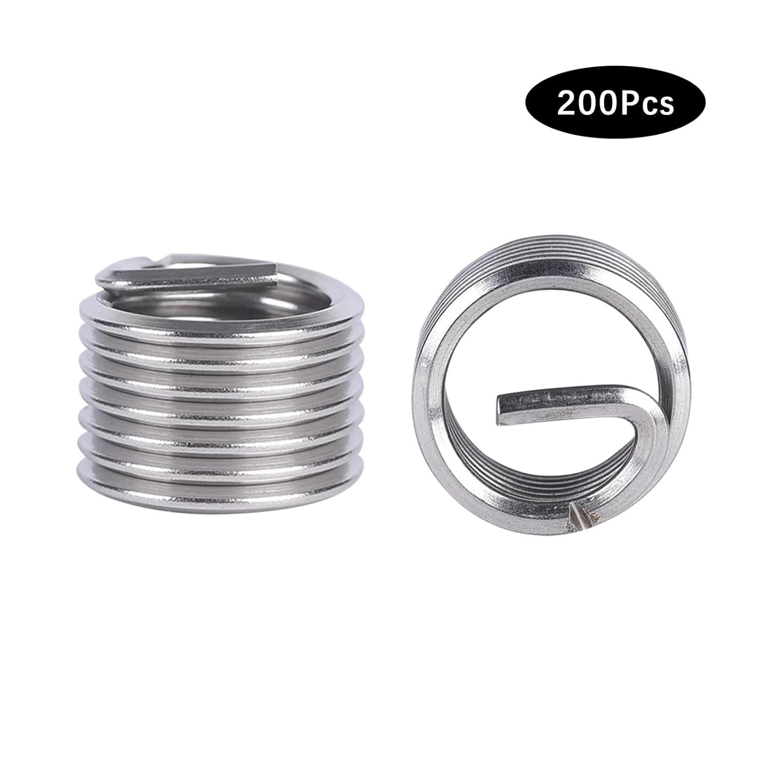 200Pcs Wire Thread Inserts, 304 Stainless Steel Metric M6x1 Helical Threaded Inserts Coiled Wire Screw Repair Kit for Automotive Repairs (1.5D)