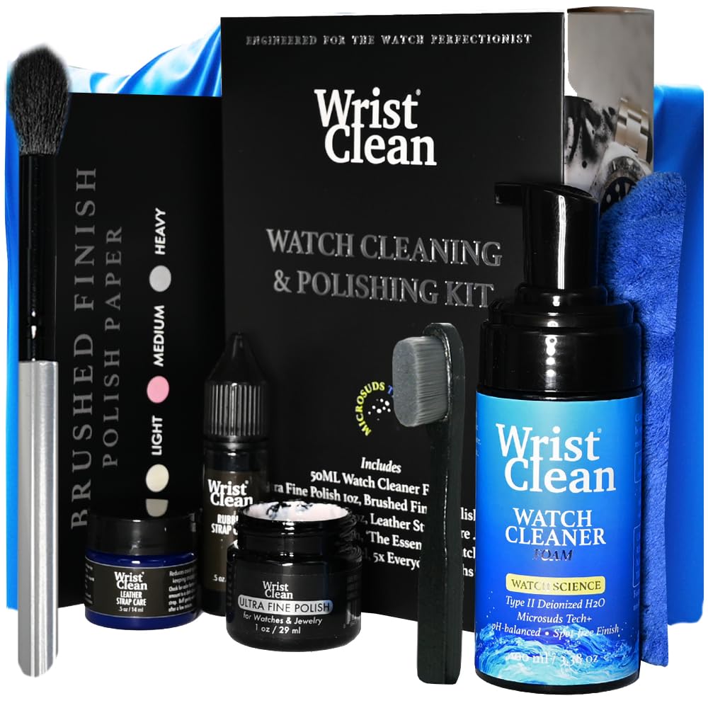 Watch Cleaning Kit Watch Polishing Kit Cleaner Polish Rubber Leather Strap Care Microfiber Cloths Brushes Premium Timepiece Cleaning