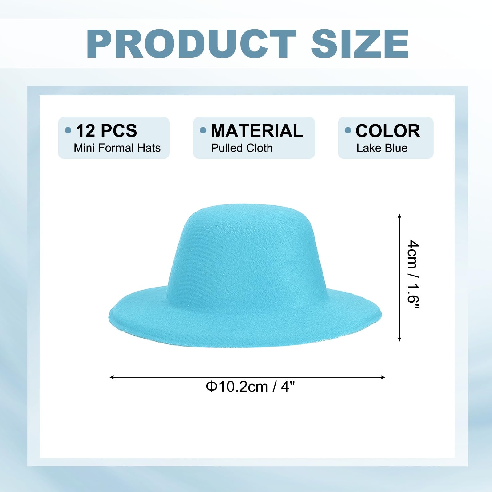 PATIKIL 4 Inch Mini Formal Hats, 12 Pcs Miniature Doll Hats Mini Top Hat for Crafts Hair Accessories Decorate Doll Snowman, Lake Blue - Image 2