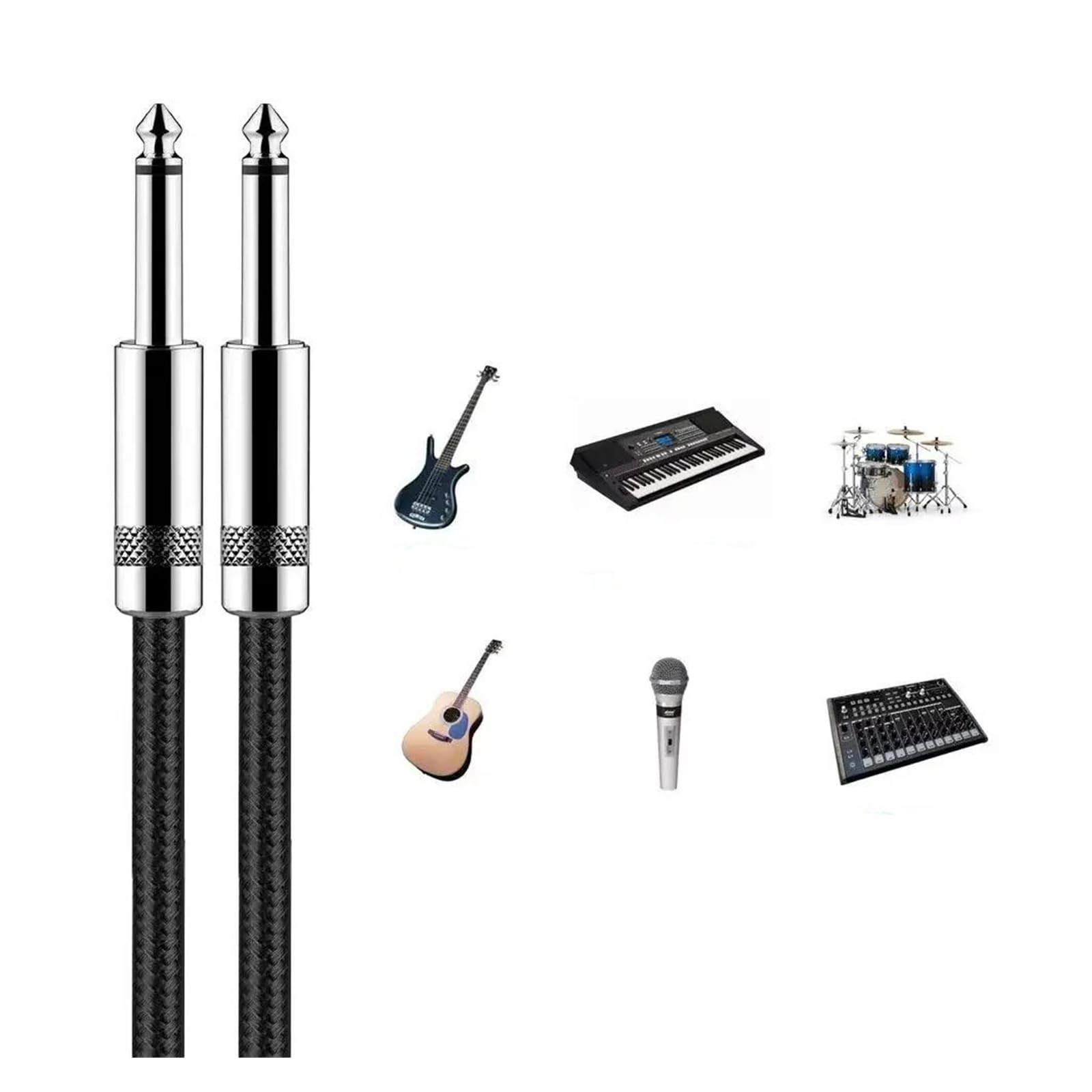 Kabel do gitary elektrycznej pleciony 90 stopni TS 6,5 mm kabel instrumentalny