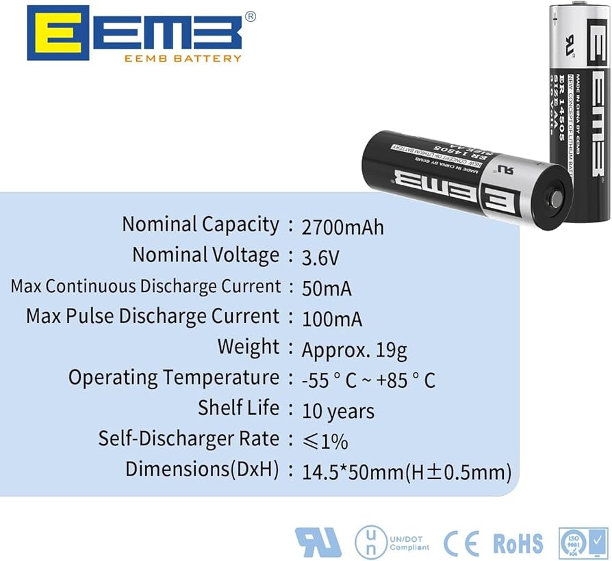コニャ様確認用 Amazon | EEMB ER14505 AA 3.6V リチウム電池 Li-SOCL₂ 非充電式