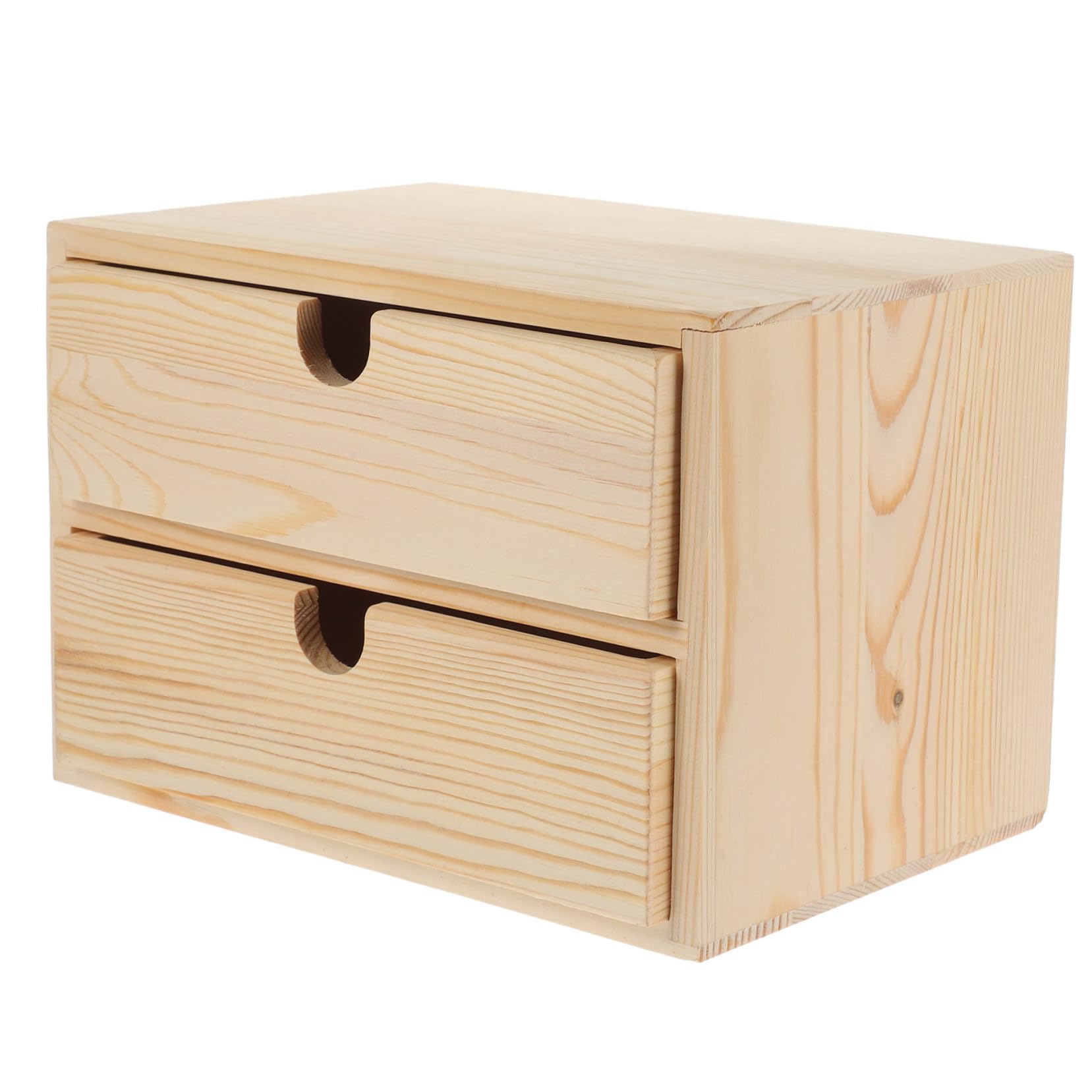 VILLCASE Organizer in Legno con Cassetti Doppio per Cancelleria e Trucco Cassettiera da Scrivania Compatta e Versatile Contenitore in Stile Naturale per Gioielli e Piccoli Oggetti