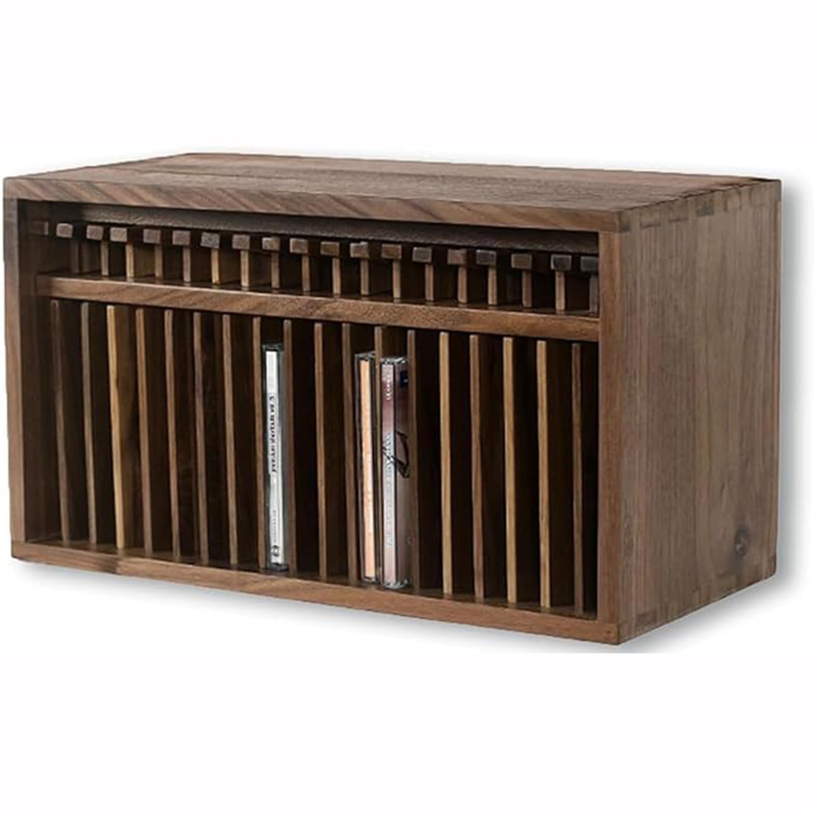 Elegante supporto organizer per CD/DVD, scaffale pop-up per casa e ufficio, sala musica e teatro, elegante soluzione da scrivania in noce nero per archiviazione multimediale