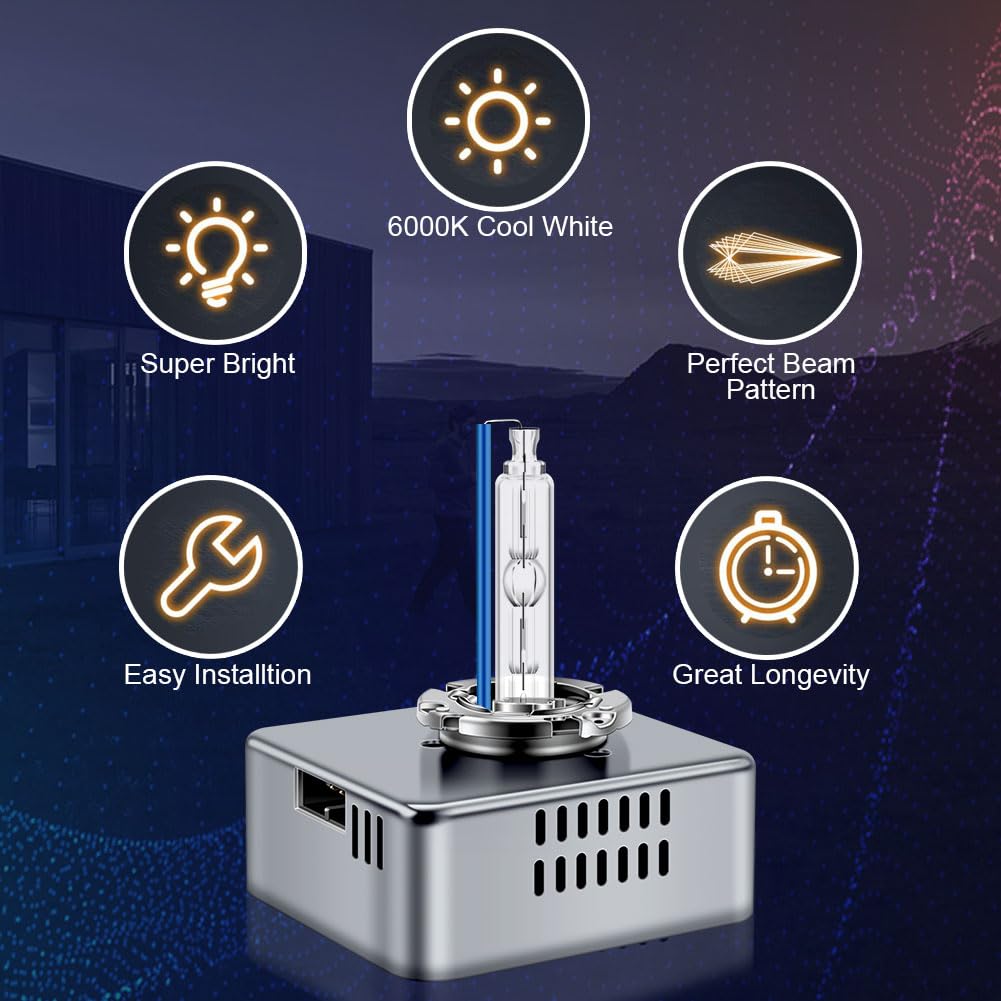 Erato D5S 8000K 25W HID Xenon Scheinwerferlampen Diamantweiß Entladungslampe Fernlicht Abblendlicht 12V Xenon Ersatzlampe wasserdicht Auto HID Ersatzlampe, 2 Stück