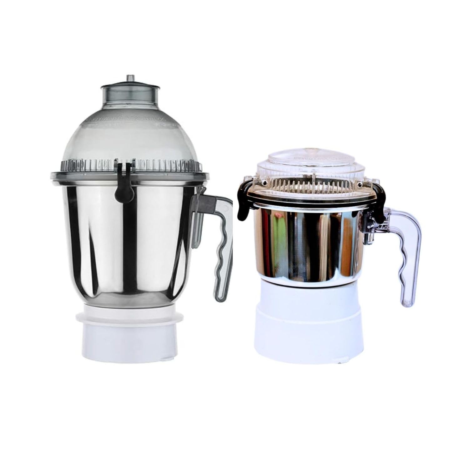 Stainless Steel Chutney & Plastic Blender Jar Combo with Lid | Replacement Jar Set Compatible with Sujata Mixer Grinder | Food Grade Mixer Grinder (Stainless Steel+dome Mixer Grinder, 400+1500ml)-image-48