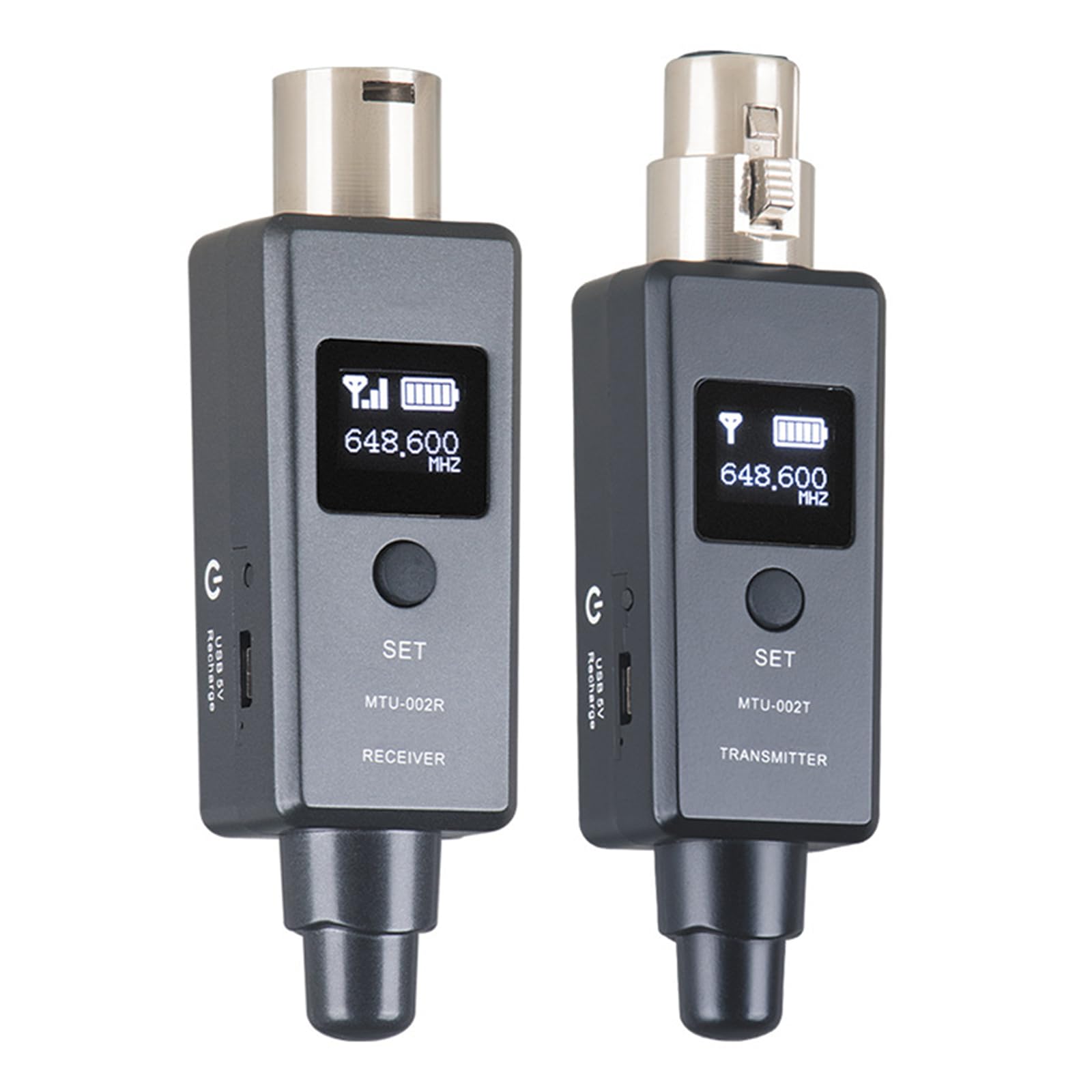 Ricevitore trasmettitore XLR Wireless, Sistema Adattatore XLR Wireless UHF Multifunzionale, Compatibile con Ricarica USB, trasmettitore Wireless Microfono per condensatore dinamico
