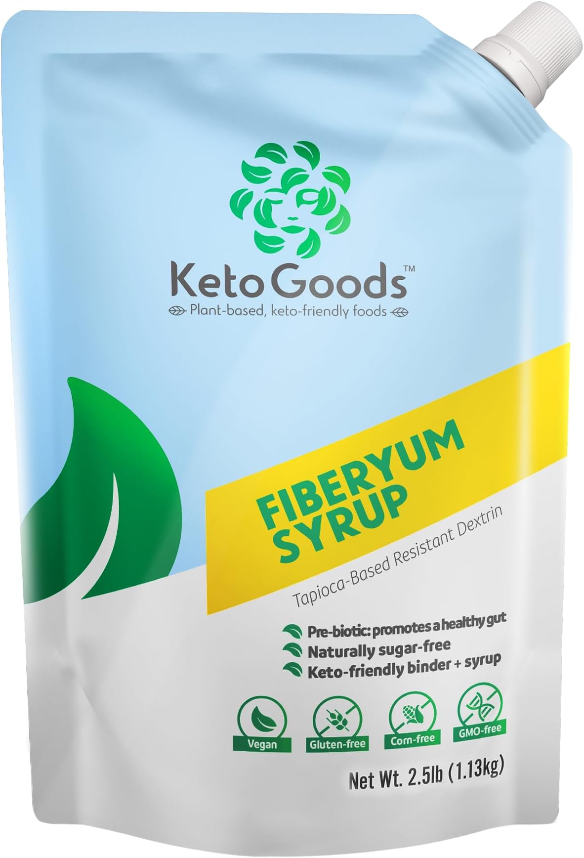 FiberYum by KetoGoods Pre-biotic Tapioca Fiber Syrup | Plant Based from Cassava Root | Low Cal, Keto, Non-GMO & Kosher Certified | Diabetes-Safe Tapioca Syrup 2.5lb / 40oz