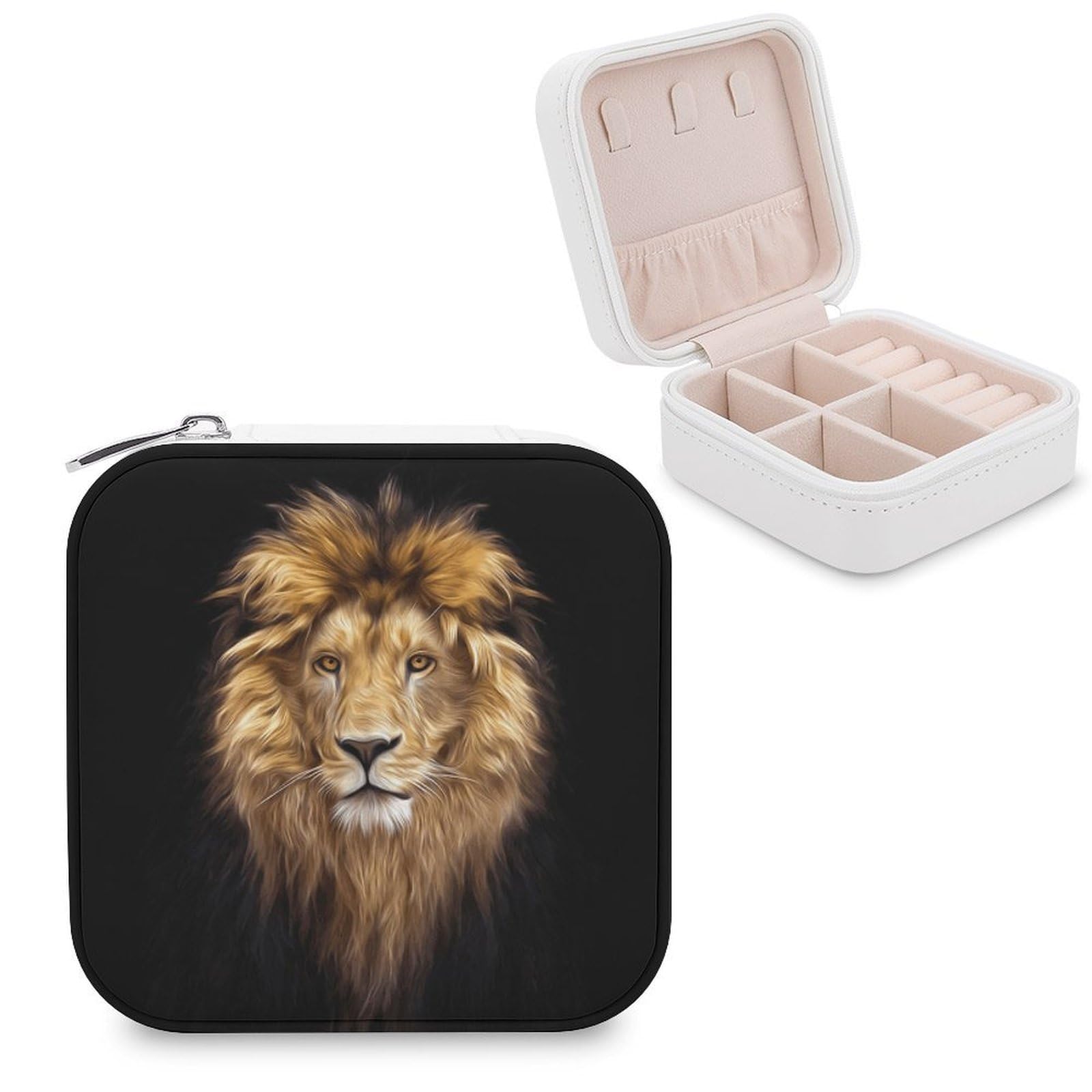 CUTJMDNGH Portrait of A Beautiful Lion Jewelry Box for Women Jewellery Case Organizer Storage Boxes Craft