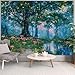Haibimen Monet Nature Forest Tapestry Wall Hanging Green Tree Mushroom Landscape Tapestries for Bedroom Watercolor Aesthetic Wallpaper Decor for Living Room (forest-1, 60''×44'')