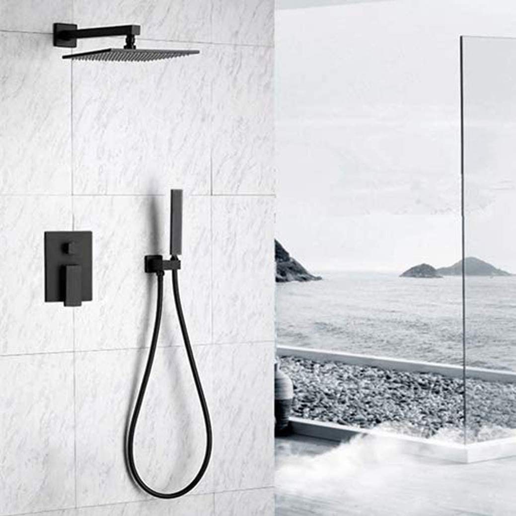 System prysznicowy ścienny z kwadratową głowicą prysznicową i ręcznym prysznicem – nowoczesny design do eleganckich łazienek