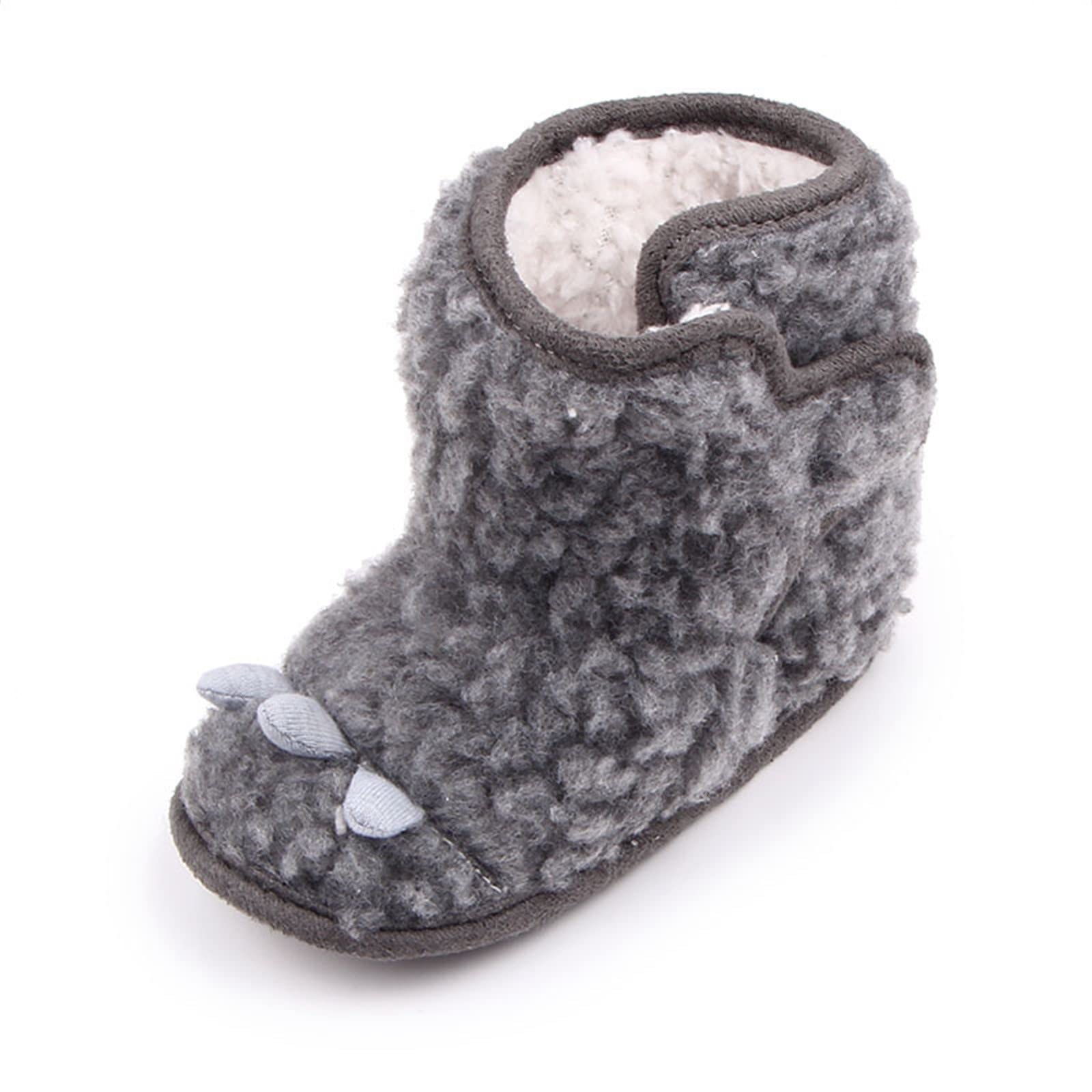 Infant Boys Girls Winter Boots Baby Newborn Sneakers Cute Cartoon Claws Walking Flat Shoes Boys Dress Shoes Size 4 (Grey, 4.5 Infant)