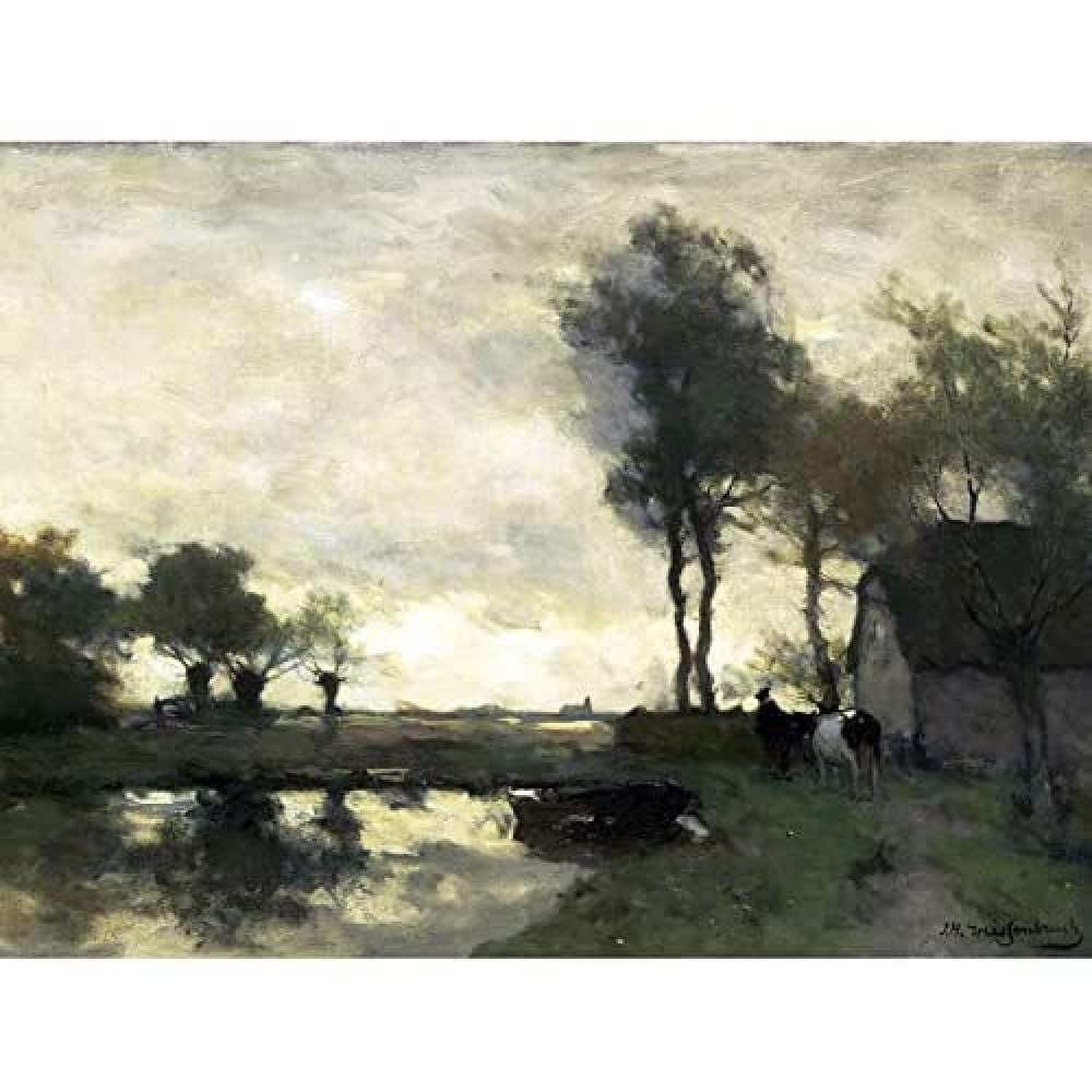 Artery8 Weissenbruch Landscape Farm In A Pond Painting Art Print Canvas Premium Wall Decor Poster Mural
