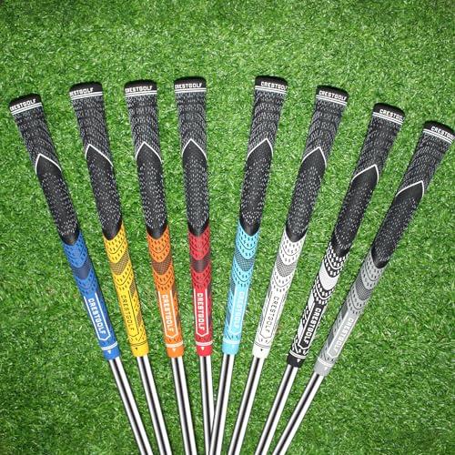 Crestgolf Aktualisierte Multi-Compound-Golfgriffe für Golfschläger, Set mit 13 Stück, mehr rutschfest, ökologische Baumwollgarn-Faden-Technologie (weiß, mittelgroß)